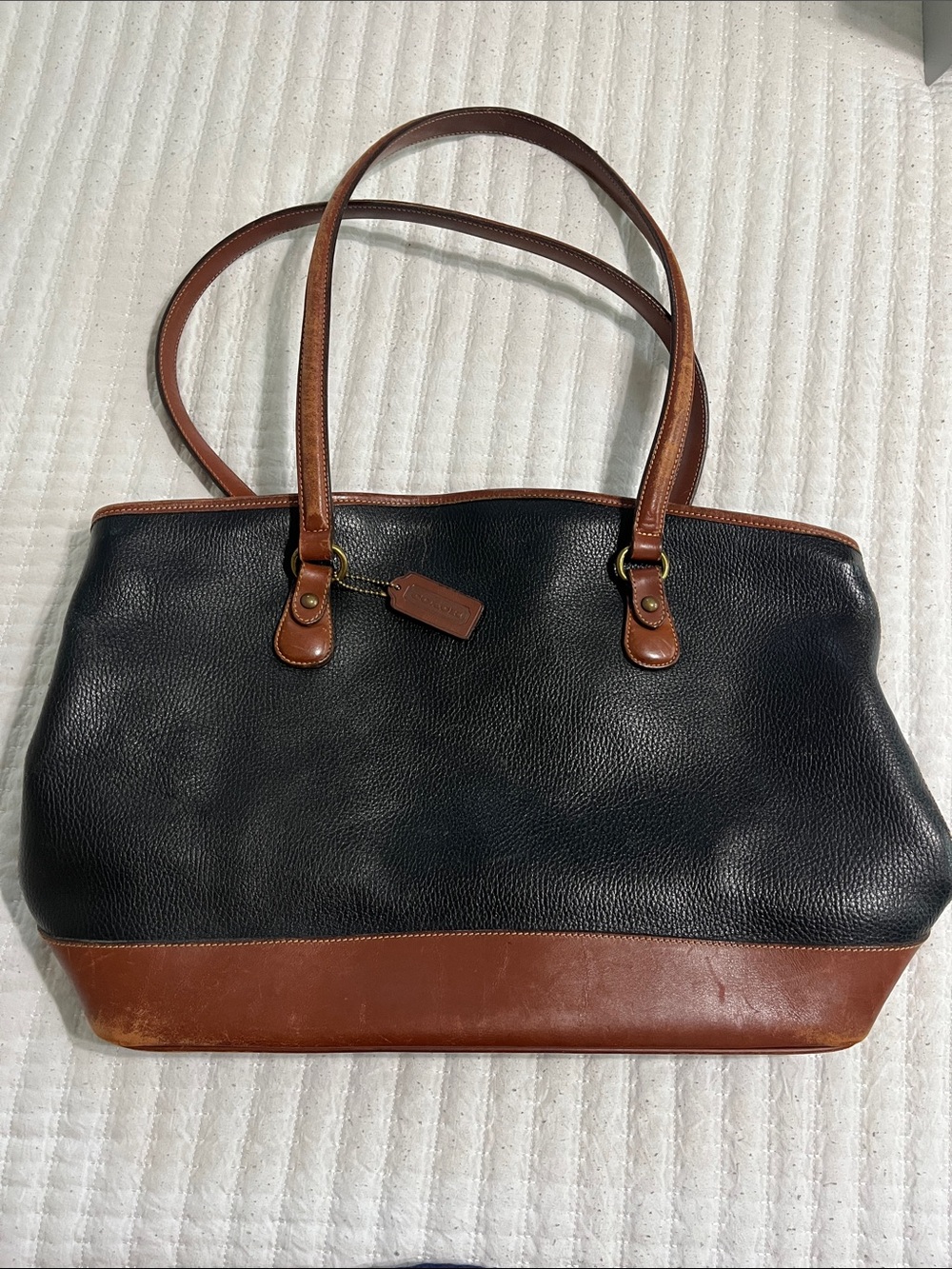Coach Two-Tone Black and Brown Leather Tote
